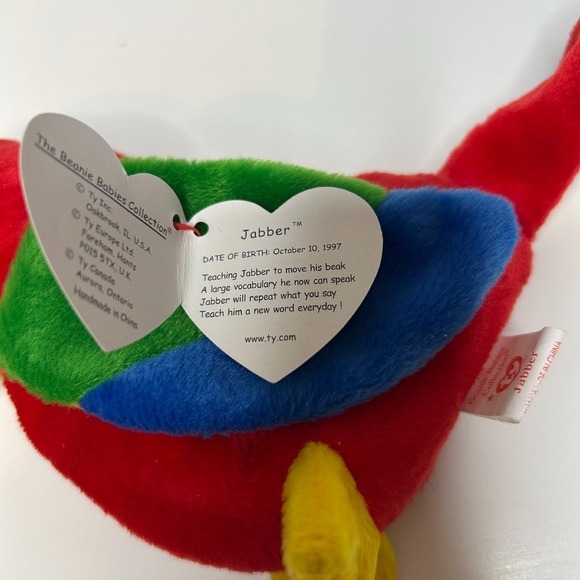Rare w/ Errors Ty Beanie Baby Jabber Parrot Plush Toy Stuffed Animal Collectible - Picture 5 of 6